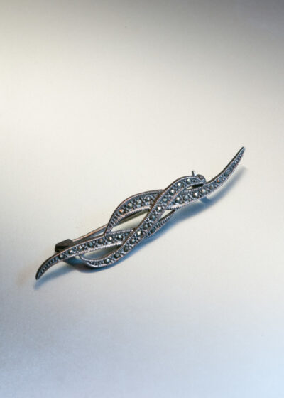 Vintage Silver Brooch 60s 925 Sterling Marcasite Pin