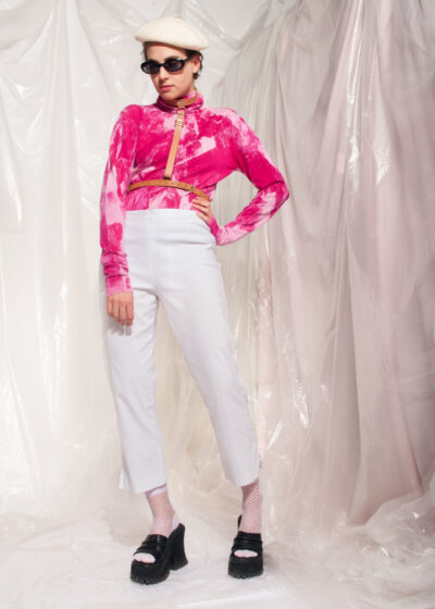 Vintage crop tousers Y2K white high-waisted stretchy pants