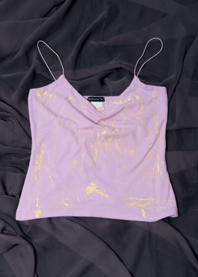 Reworked Vintage Y2K Marble Painted Slip Top in Purple