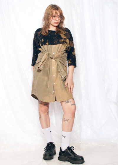 Vintage shirt dress Reworked bleached one-off deconstructed