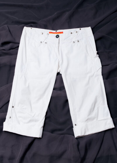 Vintage Y2K Cargo Capri Pants in White Cotton