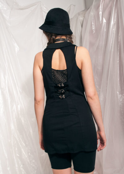 Vintage blazer vest 90s open back slim fit dress coat