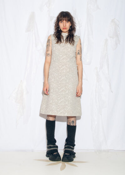 Vintage 60s Leslie Fay Mod Midi Dress in Silver