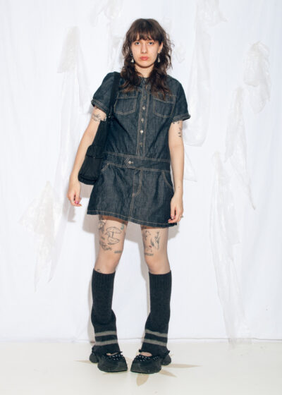 Vintage Y2K Denim Mini Dress in Blue