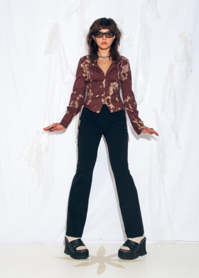 Vintage Y2K Office Siren Flare Trousers in Black Wool Blend