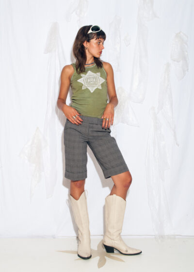 Vintage Y2K Capri Pants in Grey Plaid
