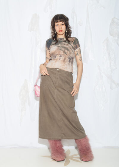 Vintage Y2K Maxi Skirt in Khaki