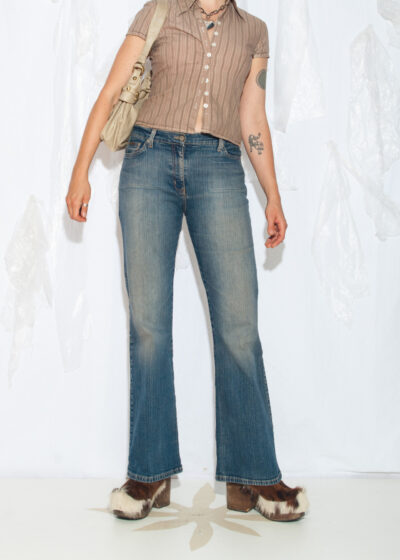 Vintage Y2K Flare Jeans in Dirty Mud Wash Blue