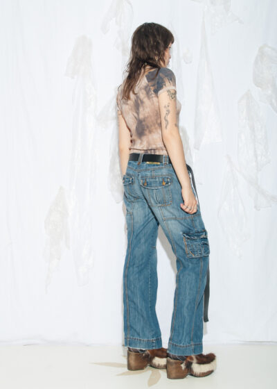 Vintage Y2K Low Rise Cargo Jeans in Blue