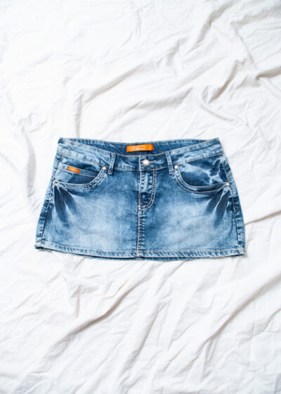 Vintage Y2K Denim Micro Skirt in Stonewashed Blue