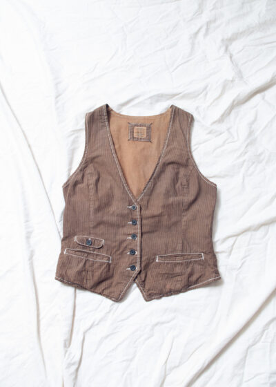 Reworked Vintage Y2K Fitted Vest in Mud Wash Brown