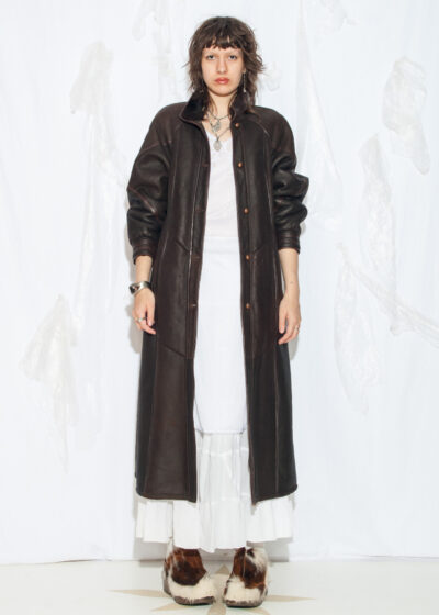 Vintage 80s Shearling Winter Coat in Brown
