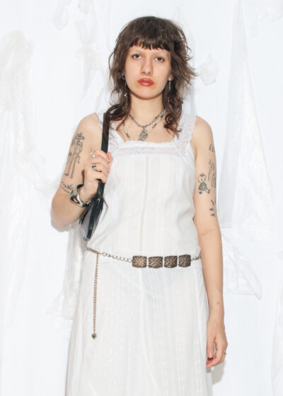 Vintage 70s Coquette Top in White Lace