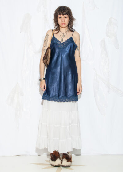 Vintage Y2K Satin Slip Dress in Blue