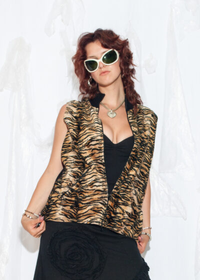 Vintage Y2K Tiger Plush Oversized Vest