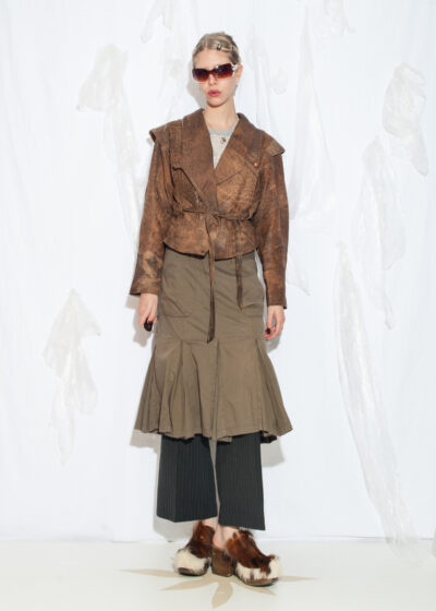 Vintage 80s Chunky Leather Jacket in Brown