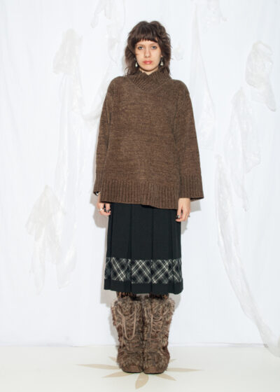 Vintage 80s Oversized Knit Jumper in Brown by Brat Pack