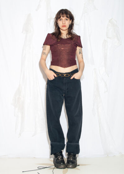 Vintage 90s Corset Top in Maroon