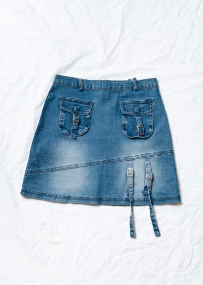 Vintage Y2K Denim Cargo Skirt in Blue