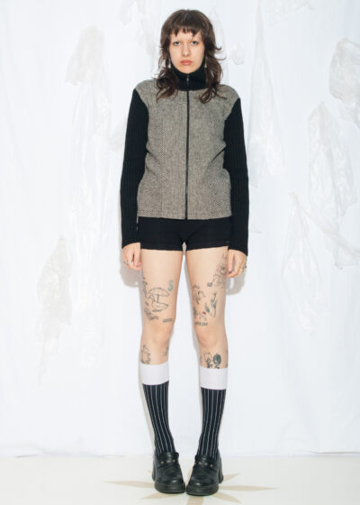 Vintage 90s Knitted Jacket in Black and Grey
