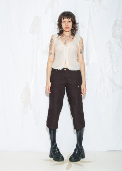 Vintage Y2K Cargo Capri Trousers in Brown