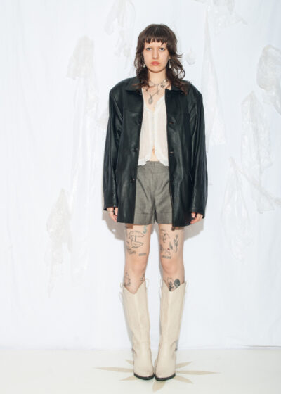 Vintage 90s Real Leather Coat in Black