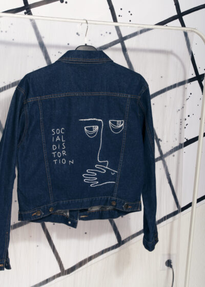 Vintage denim jacket Reworked Social Distortion embroidery