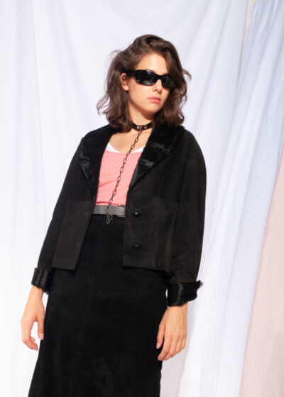 Vintage Leather Jacket 70s Real Fur Penny Lane Suede Blazer Coat