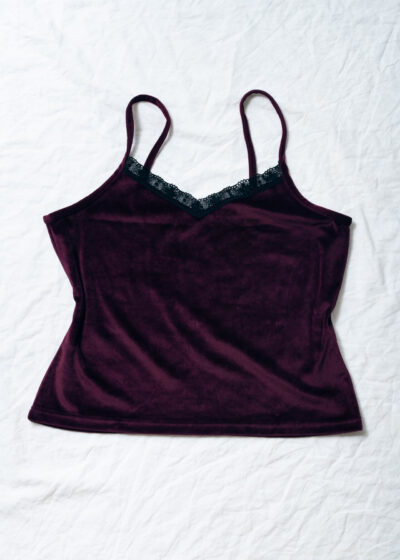 Vintage Y2K Lace Velvet Top in Purple