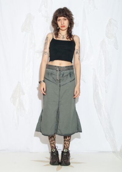 Reworked Vintage Y2K Midi Skirt in Grey