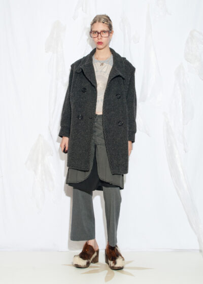 Vintage 80s Wool Mohair Coat in Grey