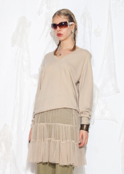 Vintage 80s St. Michael Wool Knit Jumper in Beige