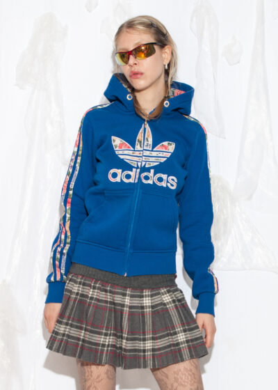 Vintage Y2K Adidas Fitted Hoodie in Blue