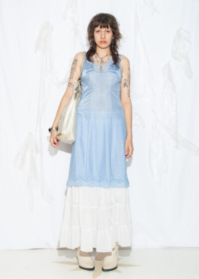 Vintage 70s Lace Slip Dress in Blue