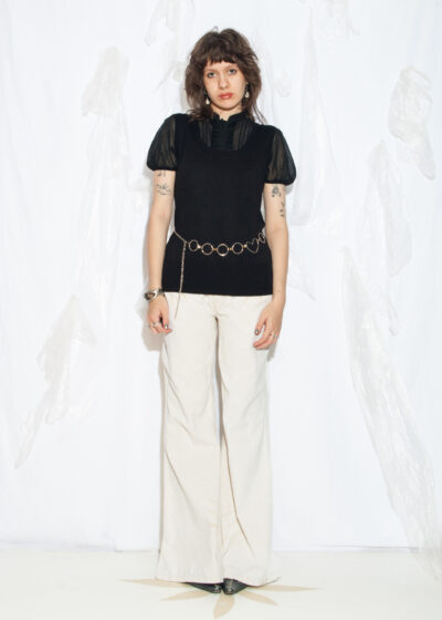 Vintage Y2K Puff Sleeve Blouse Vest in Black