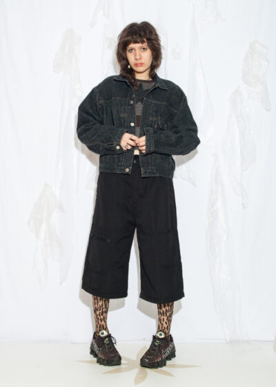 Vintage 80s Levi's Denim Bomber Jacket in Grey