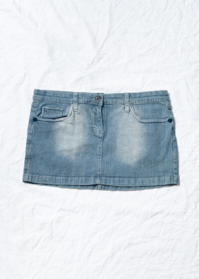 Vintage Y2K Micro Skirt in Striped Blue Denim
