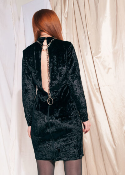 Vintage dress 90s handmade velvet open back evening dress