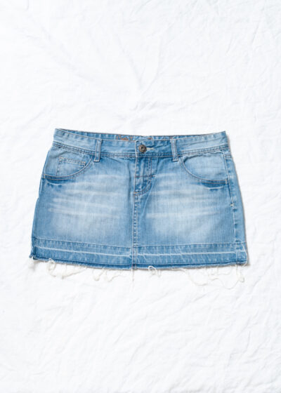 Vintage Y2K Stonewashed Denim Micro Skirt in Blue