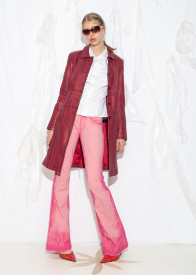 Vintage Y2K Dirty Look Leather Coat in Maroon