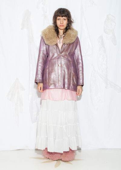 Reworked Vintage 70s Shearling Coat in Metallic Purple