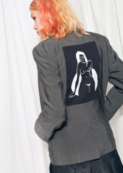 Reworked Vintage Blazer 80s Feminist Graphic Patch Jacket