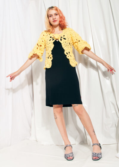 Vintage Crochet Cardigan 70s Handmade Hippie Top