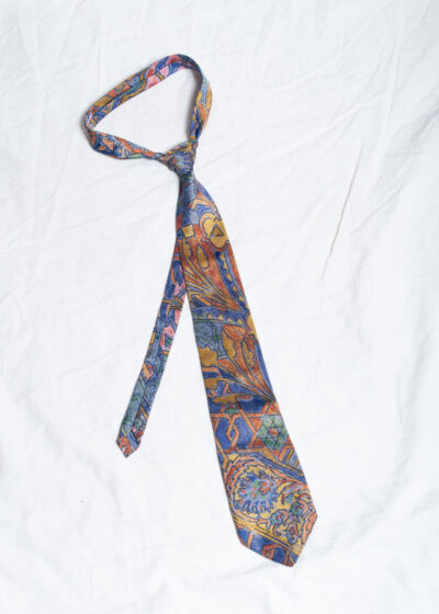 Vintage 80s Silk Tie in Brown and Blue