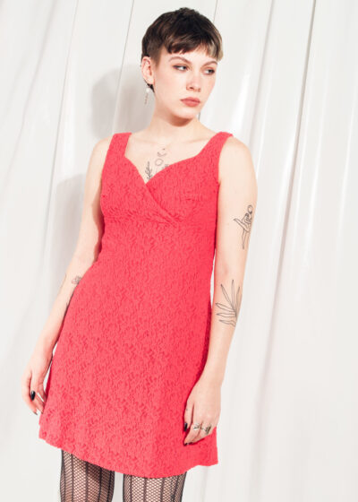 Vintage Dress 60s Mod Rare Lace Mini in Red