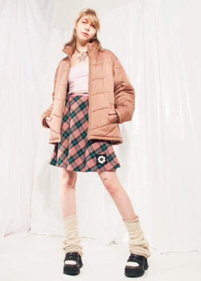 Vintage Puffer Jacket Y2K Puffed Coat in Brown