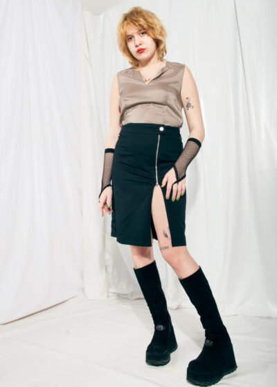 Vintage Top 90s Silk Blouse in Gold