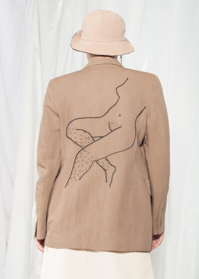 Vintage Blazer Jacket 90s Reworked Feminist Embroidery Coat