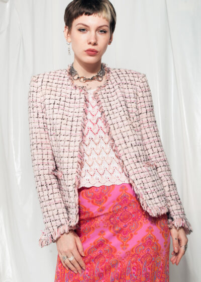 Vintage Blazer 80s Preppy Checked Clueless Jacket in Pink