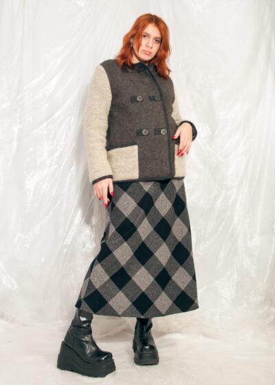 Vintage Wool Coat 80s Preppy Cottagecore Jacket in Brown